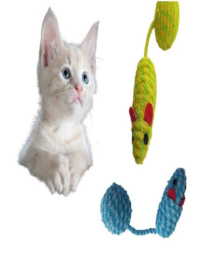 Smart Pups Mouse Shape Cat Rope Toy for All Cats and Small Dog Colour May Very Fun Toys for cat and Dogs (Pack of 1 Pcs) (Green and Sky Blue) - Image 1